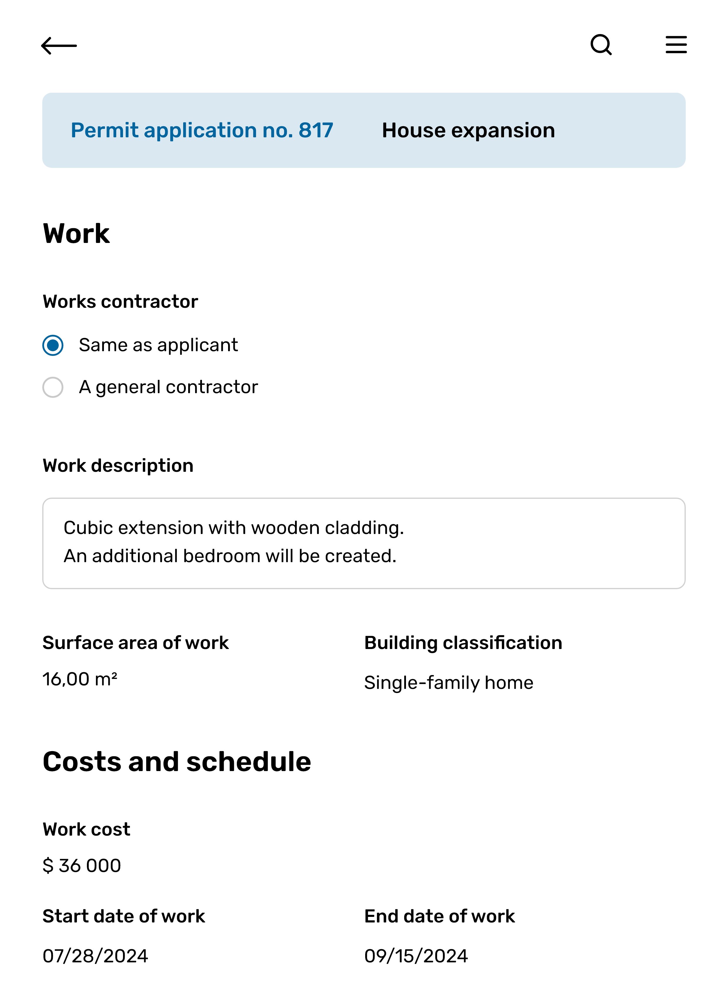 Interface d'un cellulaire montrant une demande de permis 702 (agrandissement)